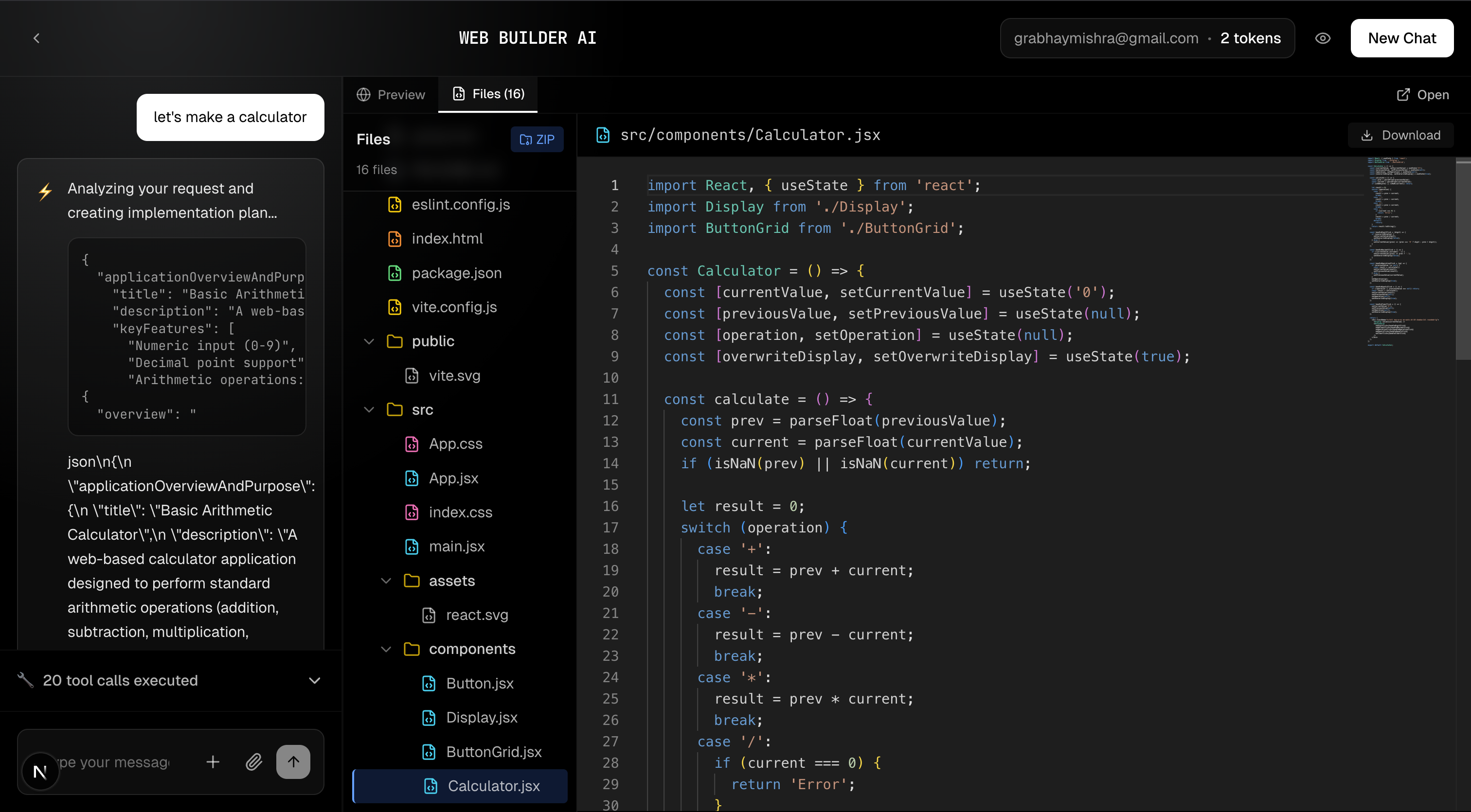 WEB BUILDER AI Interface Demo